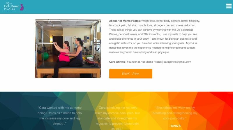 Clean and beautiful new site for Hot Mama Pilates