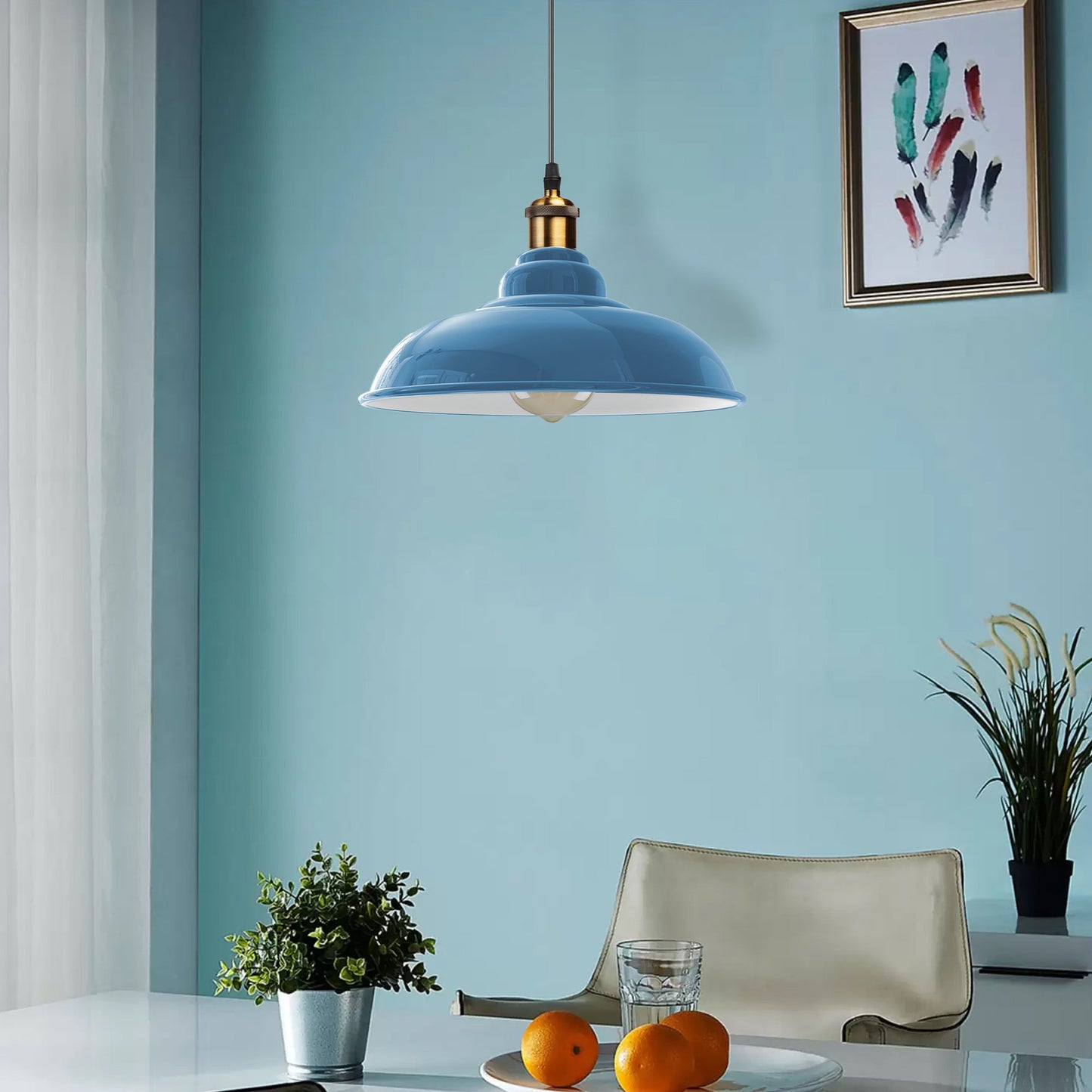 Light Blue Lamp Shade Gloss Modern Metal Light Shade~1087-2