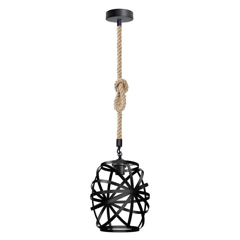 black metal wire cage hemp Rope hanging single head pendant Light~5026-7