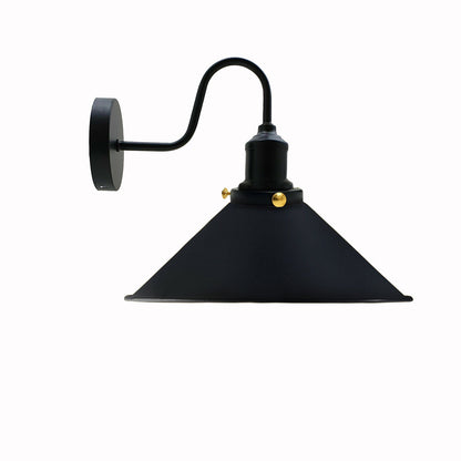 LEDSone Industrial Vintage Black Swan Neck Wall Light Indoor Sconce Metal Cone Shape Shade~3481-2