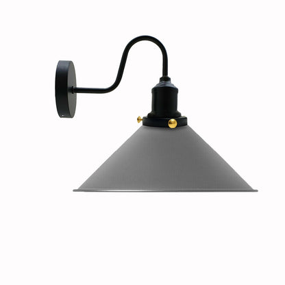 LEDSone Industrial Vintage Grey Swan Neck Wall Light Indoor Sconce Metal Cone Shape Shade~3483-1