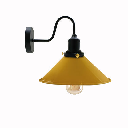 LEDSone Industrial Vintage Swan Neck Indoor Sconce Metal Cone Yellow Shape Shade~3486-2