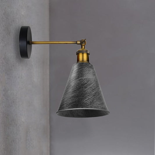 Vintage Industrial Wall Light Fitting Metal Cone Shape Shade Indoor~1173-0