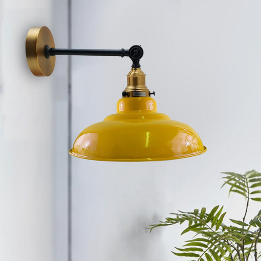 Yellow Shade With Adjustable Curvy Swing Arm Wall Light Fixture Loft Style Industrial Wall Sconce~3467-0