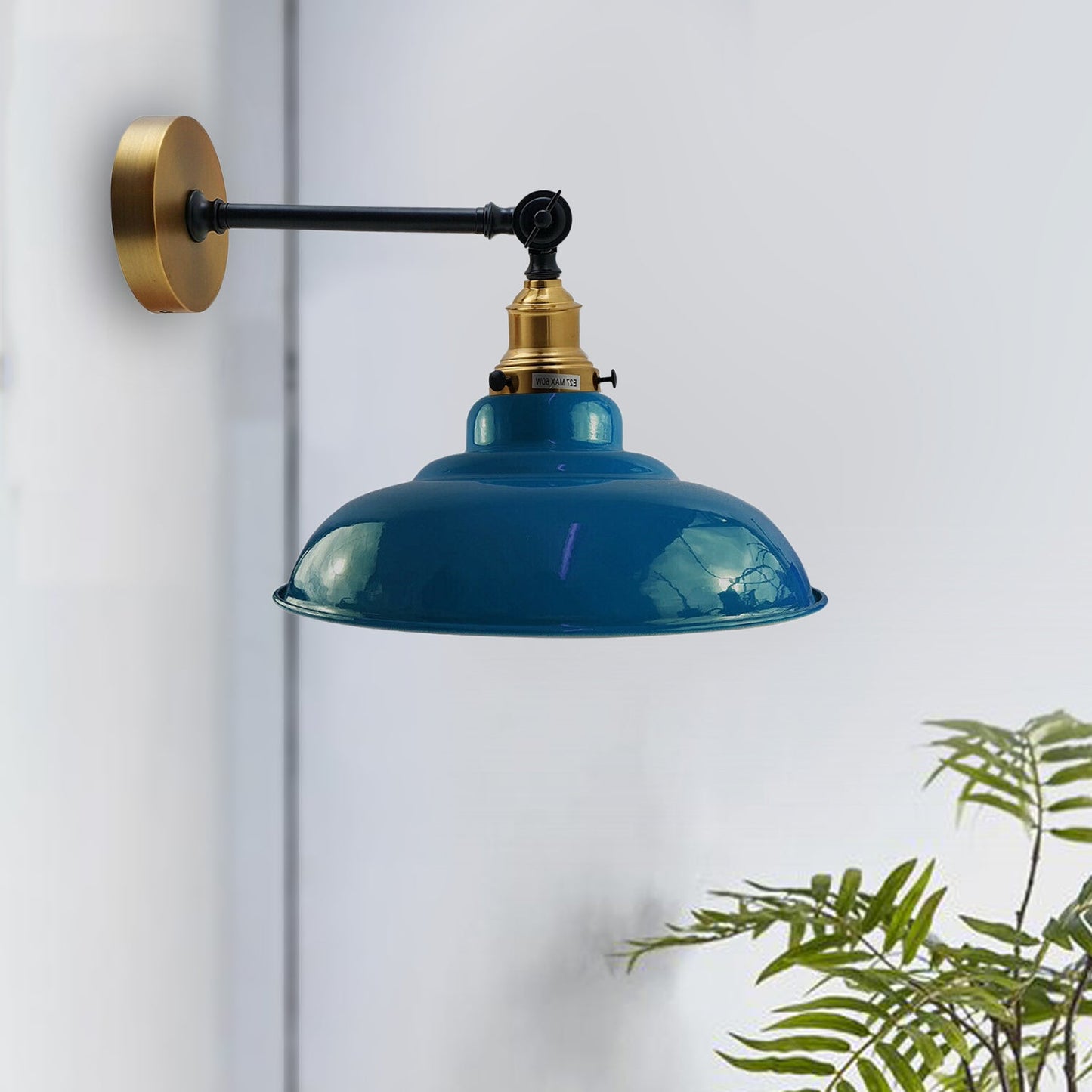 Dark Blue Shade With Adjustable Curvy Swing Arm Wall Light Fixture Loft Style Industrial Wall Sconce~3470-0