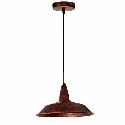 Industrial Vintage New Pendant Ceiling Light 26cm Bowl Shade Rustic Red E27 Uk Holder~3724-1