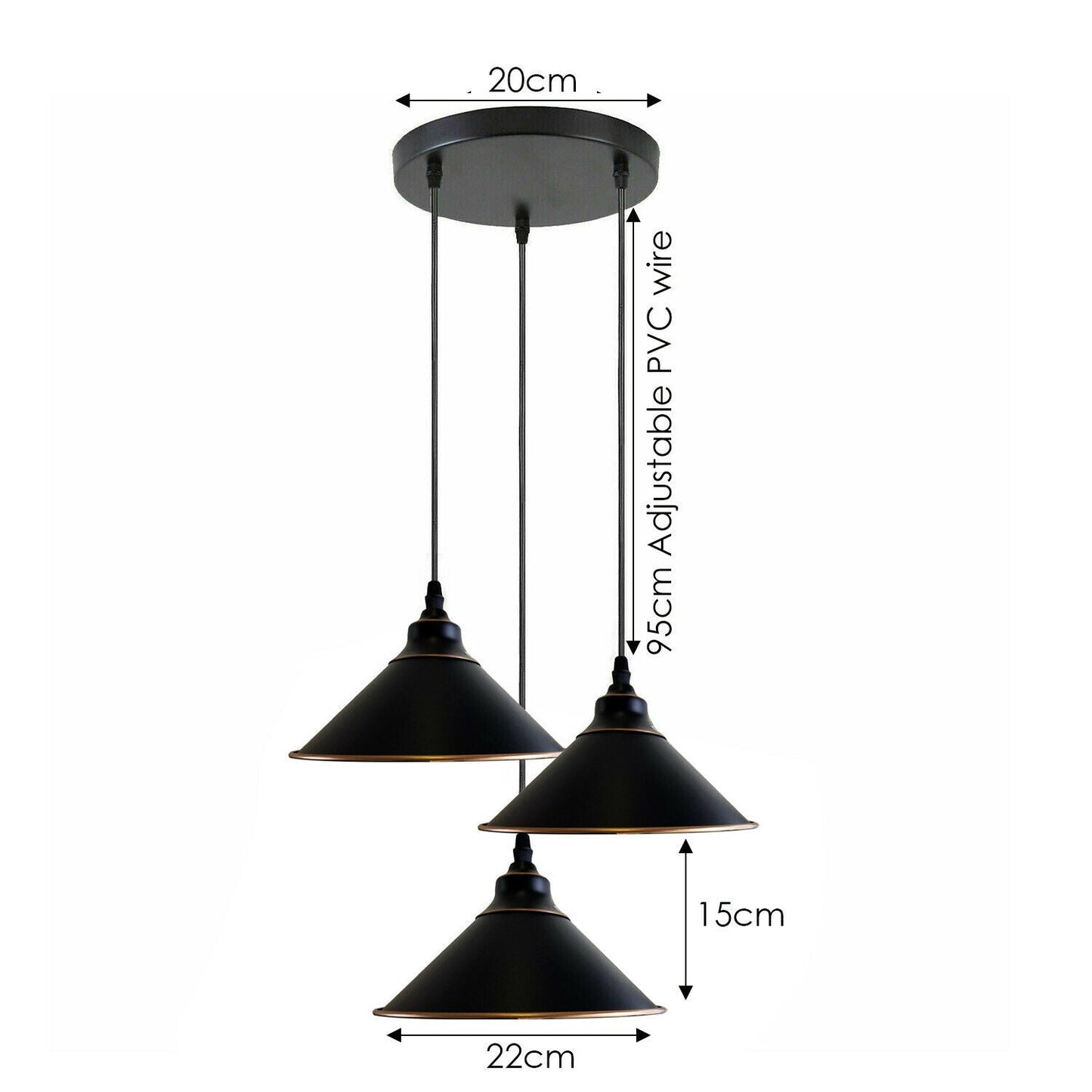 Black Cone Metal Cluster Pendant Light Shade~3708-3