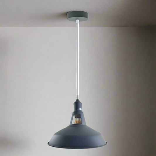 Industrial Vintage Modern Metal Retro  E27 Ceiling Grey Barn Slotted Pendant Shade~3737-0