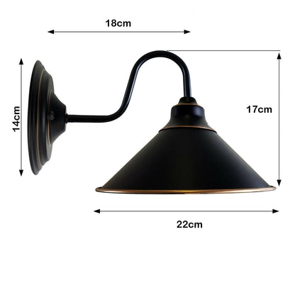 Industrial Vintage Metal  Black Wall Lamp E27 Uk Holder~3771-2