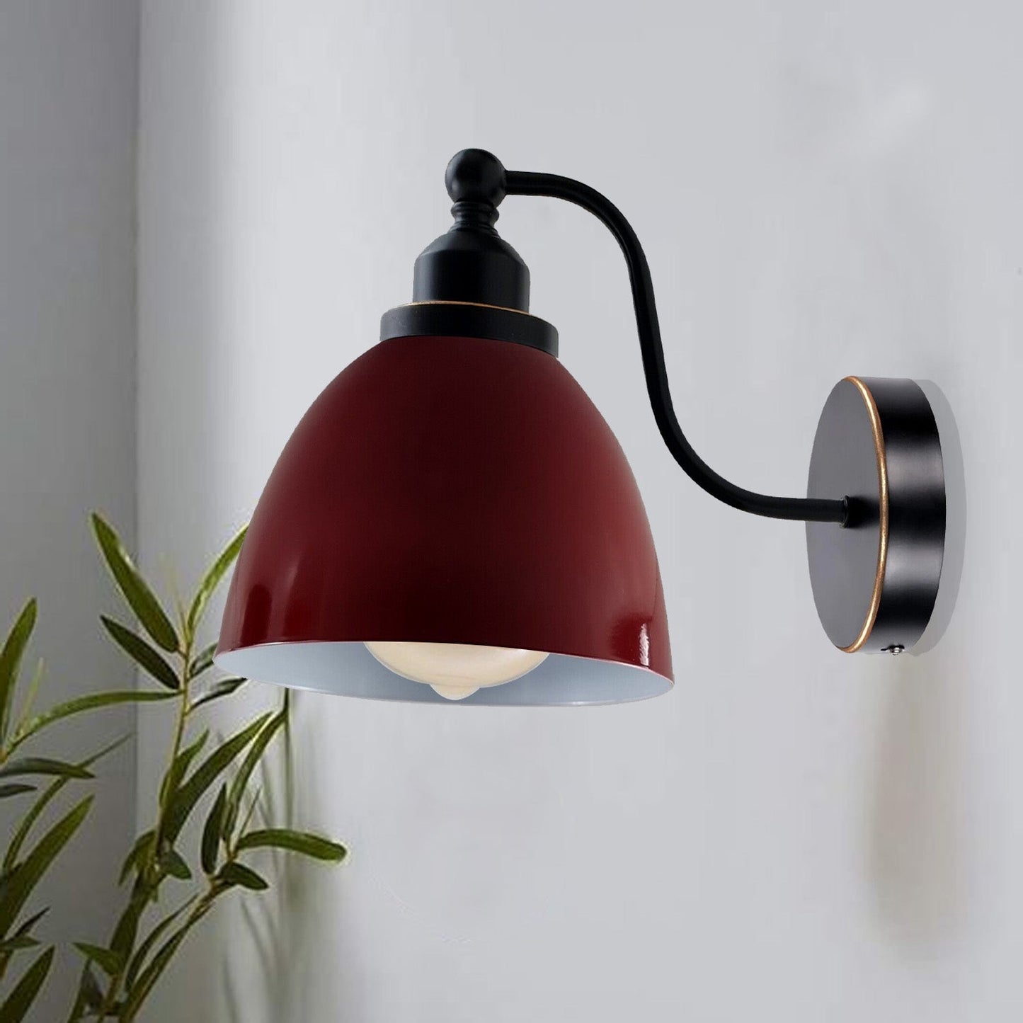 Industrial Vintage Modern Retro Swan Neck Metal Arm E27 Sconce Burgundy Wall Mount Light~3910-4