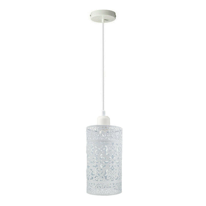 Industrial Vintage Ratio Adjustable Pendant Hanging Pendant Lighting, E27 Metal White Cage~3927-1