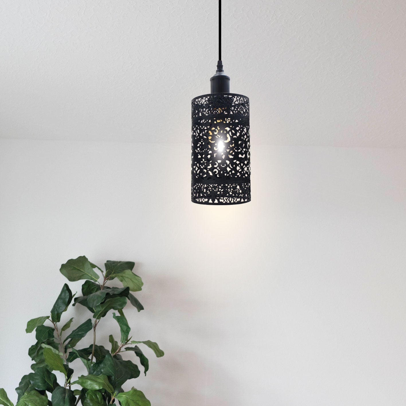 Industrial Vintage Ratio Adjustable Pendant Hanging Pendant Lighting, E27 Metal Black Cage~3926-0