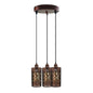 Metal Barrel Cage 3 Head Pendant Light in Rustic Red ~3921-4