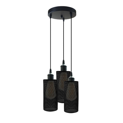 Industrial vintage Retro3 way Round ceiling Various colours cage pendant light E27 Uk Holder~3968-12