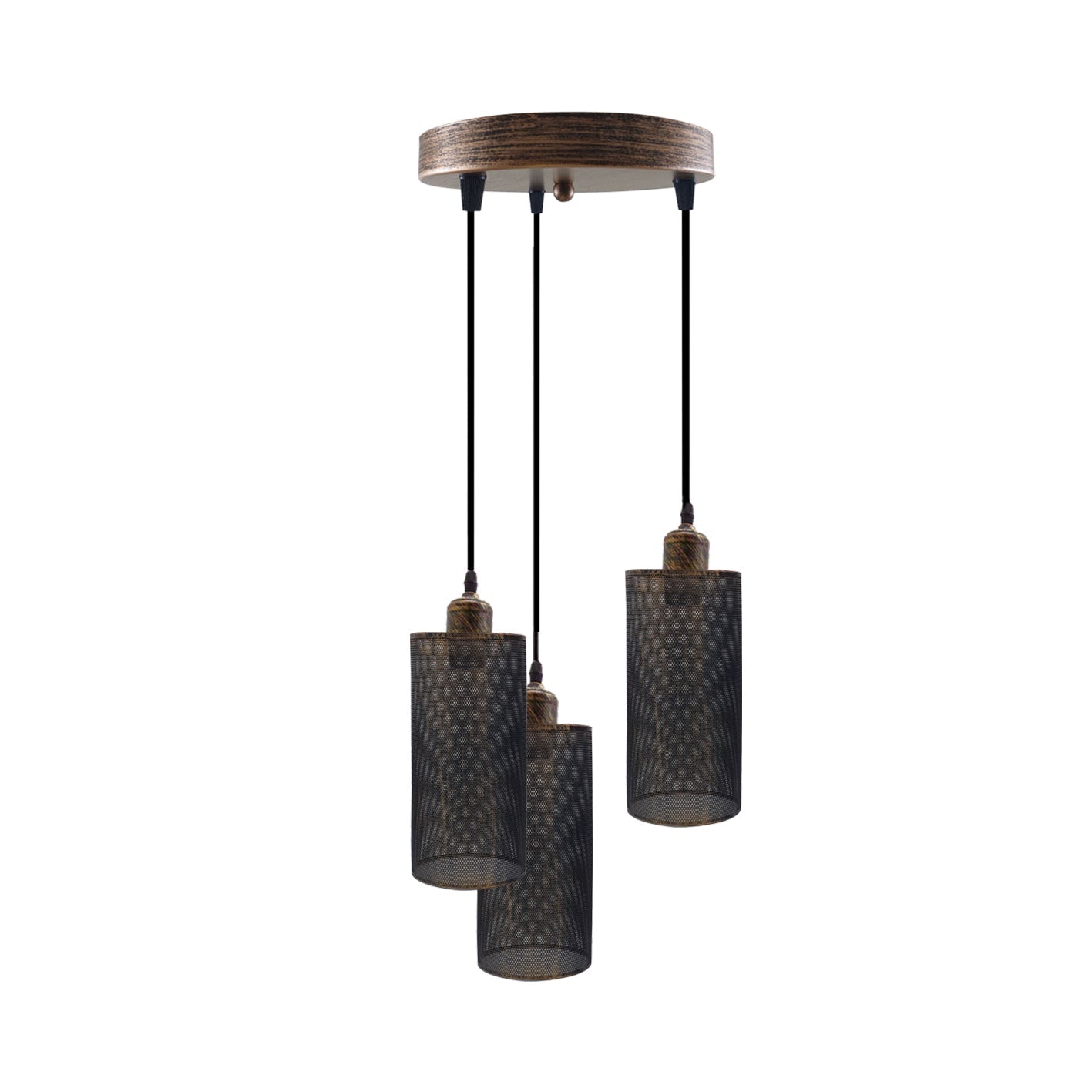 Industrial vintage Retro3 way Round ceiling Various colours cage pendant light E27 Uk Holder~3968-11