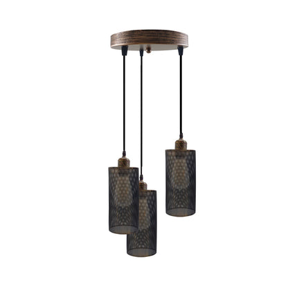 Industrial vintage Retro3 way Round ceiling Various colours cage pendant light E27 Uk Holder~3968-10