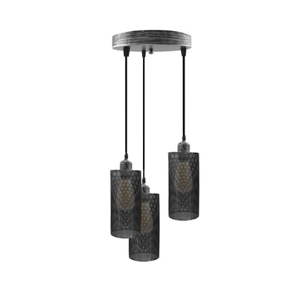 Industrial vintage Retro3 way Round ceiling Various colours cage pendant light E27 Uk Holder~3968-8