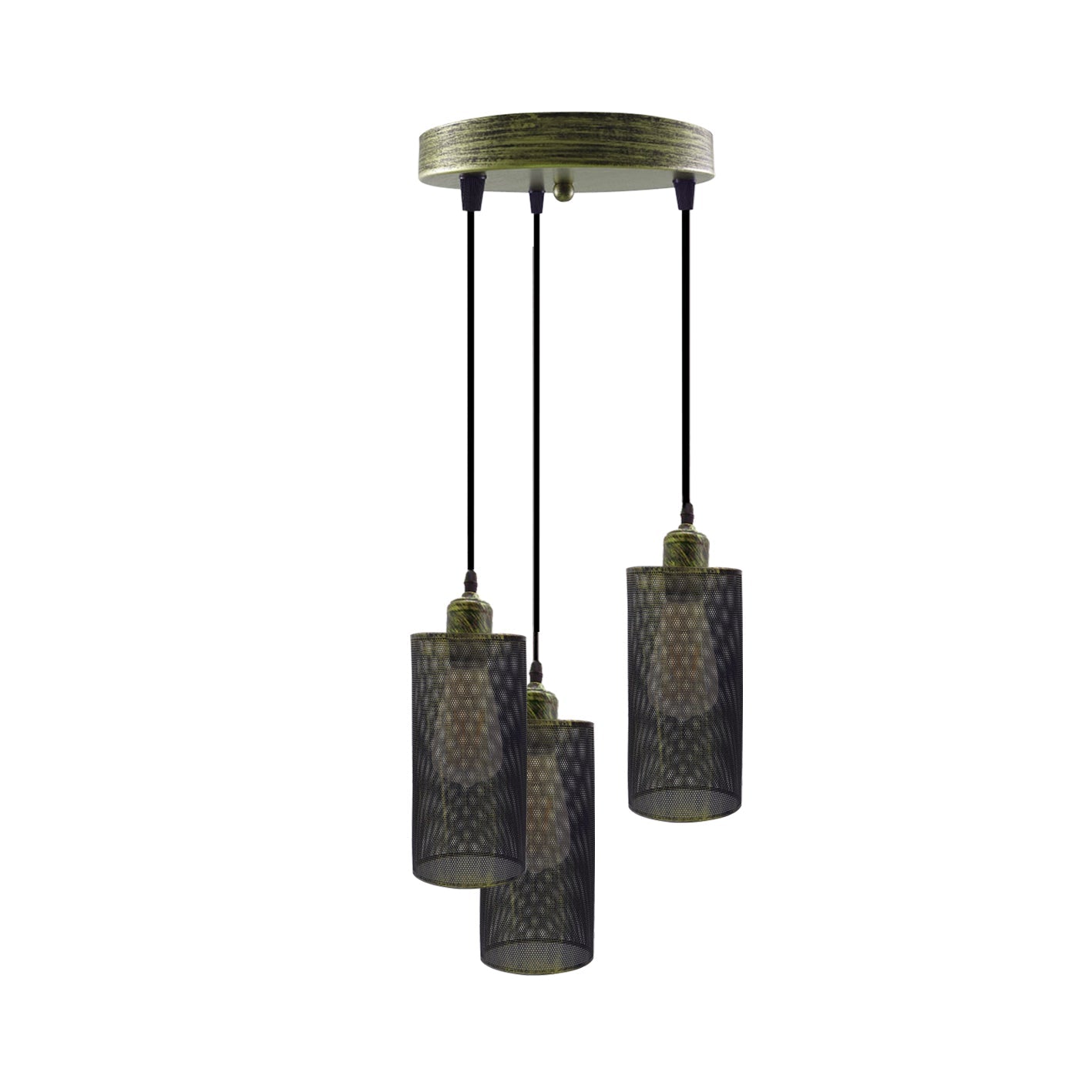 Industrial vintage Retro3 way Round ceiling Various colours cage pendant light E27 Uk Holder~3968-6