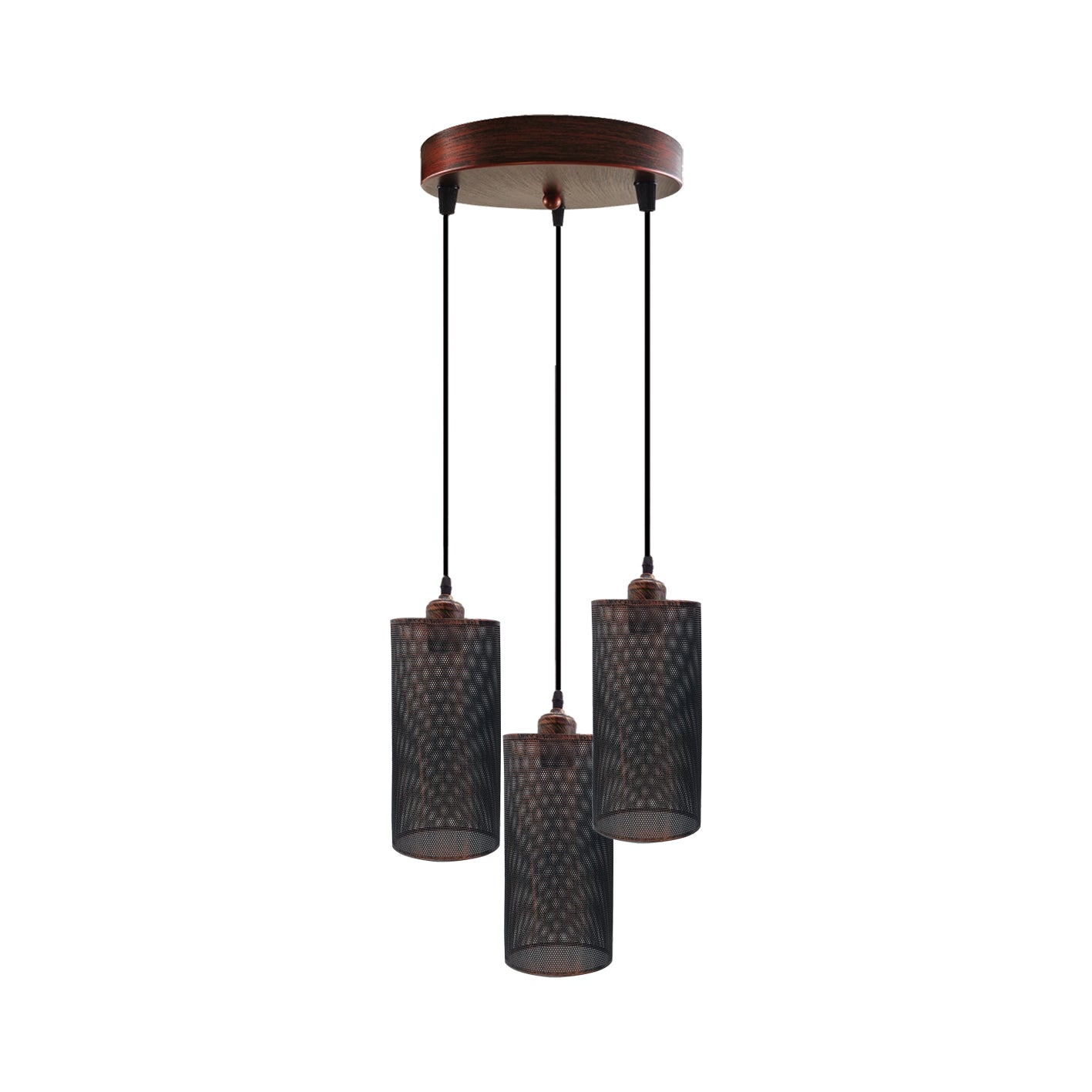 Industrial vintage Retro3 way Round ceiling Various colours cage pendant light E27 Uk Holder~3968-5