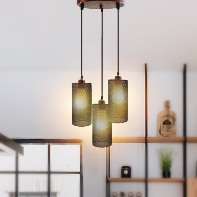 Industrial vintage Retro3 way Round ceiling Various colours cage pendant light E27 Uk Holder~3968-0