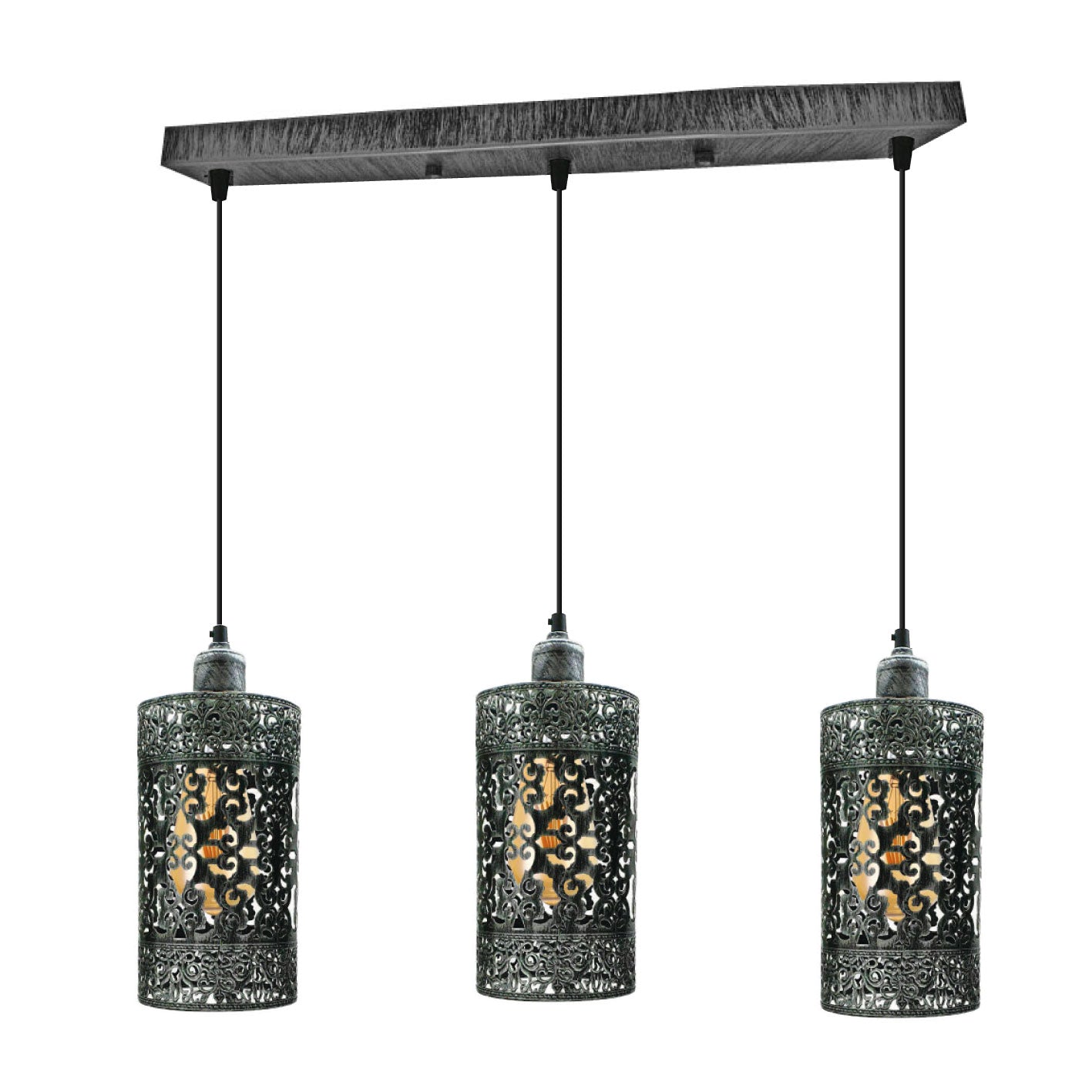 Industrial vintage Retro 3 way Rectangle Drum Cylinder various colours cage pendant~4016-6