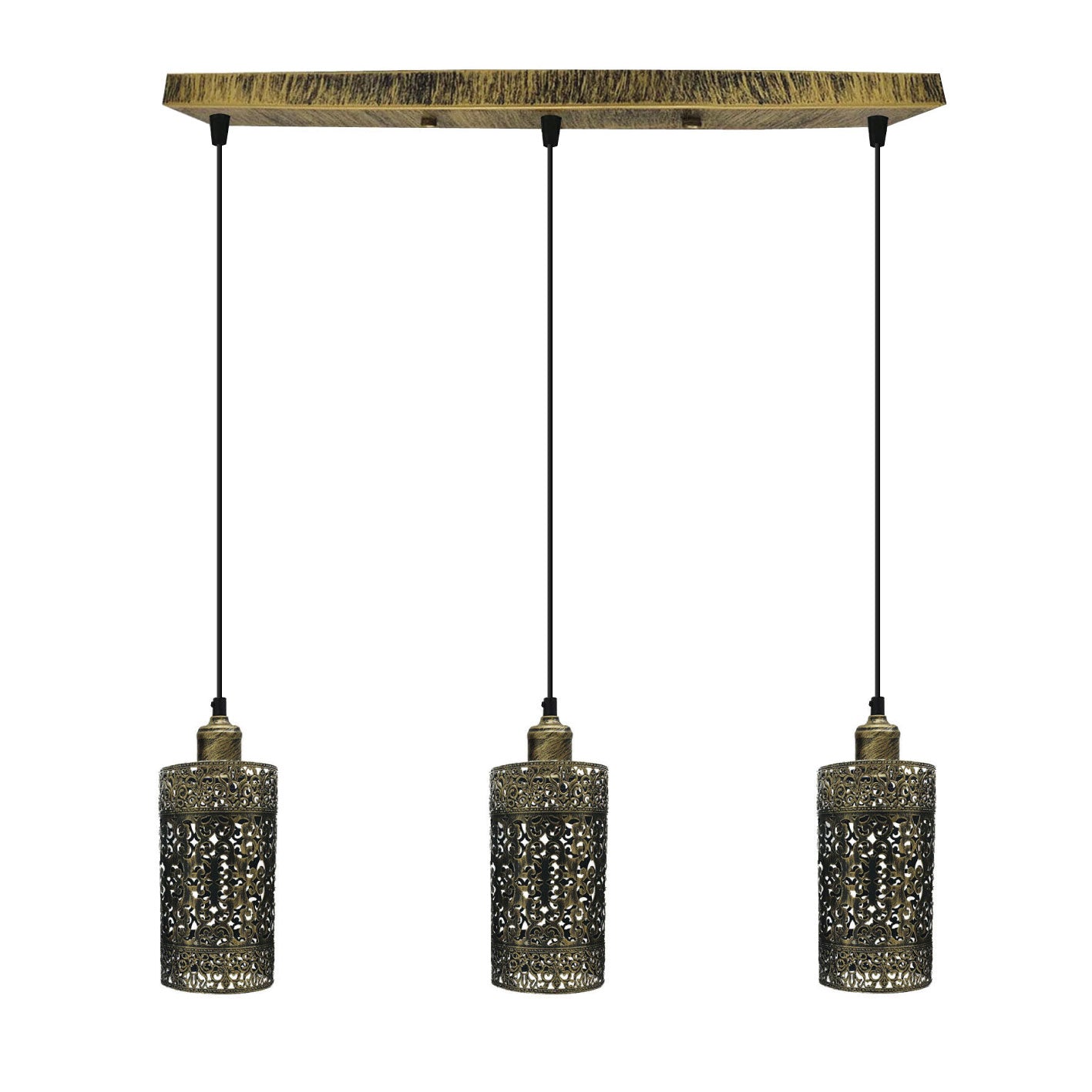 Industrial vintage Retro 3 way Rectangle Drum Cylinder various colours cage pendant~4016-3