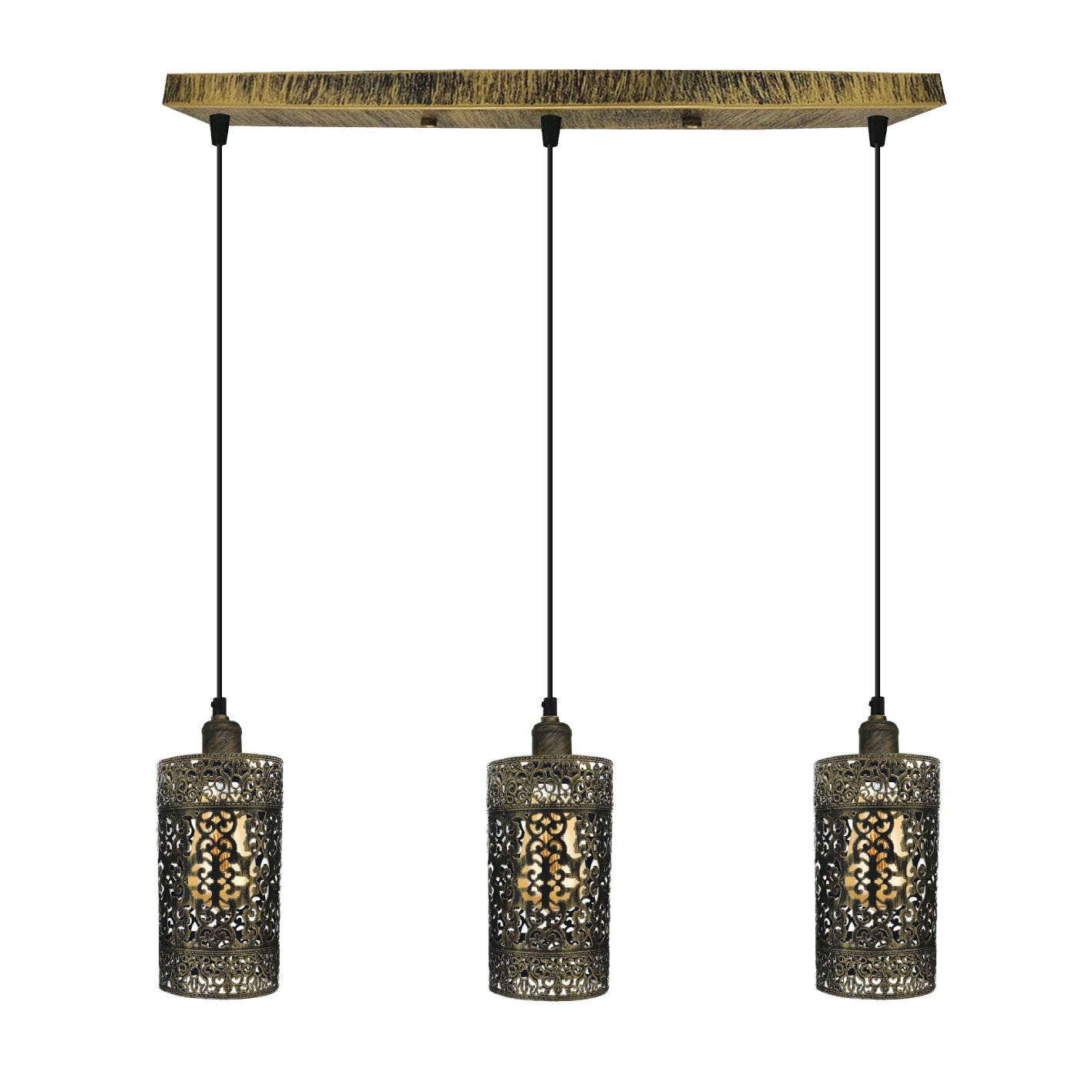 Industrial vintage Retro 3 way Rectangle Drum Cylinder various colours cage pendant~4016-2