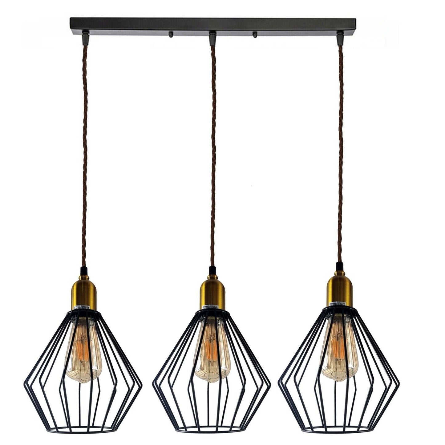 industrial Vintage Retro 3 head Rectangle Ceiling Wire Cage Pendant Light~4052-0