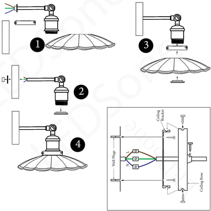 Vintage Retro Light Shade Ceiling Industrial E27 Wall Lights Sconce Lamp Fixture~2117-3