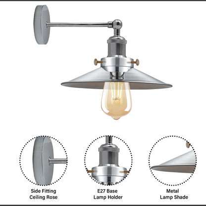 Industrial Wall Mounted Lights Satin Nickel Wall Light with Free Bulb~2112-3