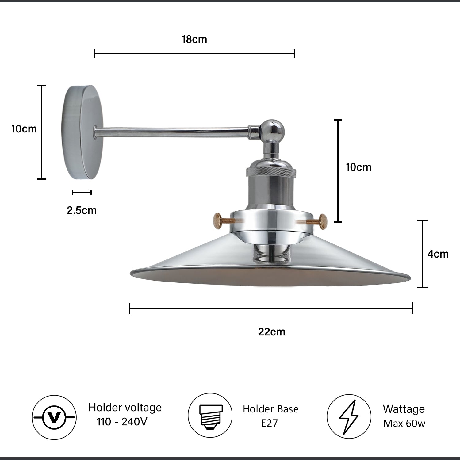 Industrial Wall Mounted Lights Satin Nickel Wall Light with Free Bulb~2112-2