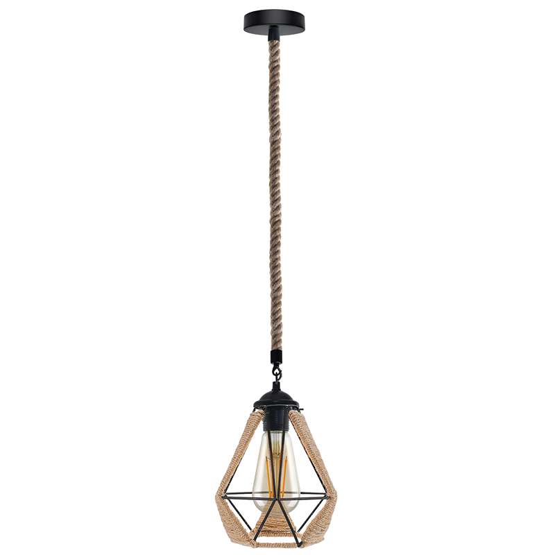 Hemp Rope Pendant Light Vintage Retro Loft Industrial Hanging Lamp~4587-1