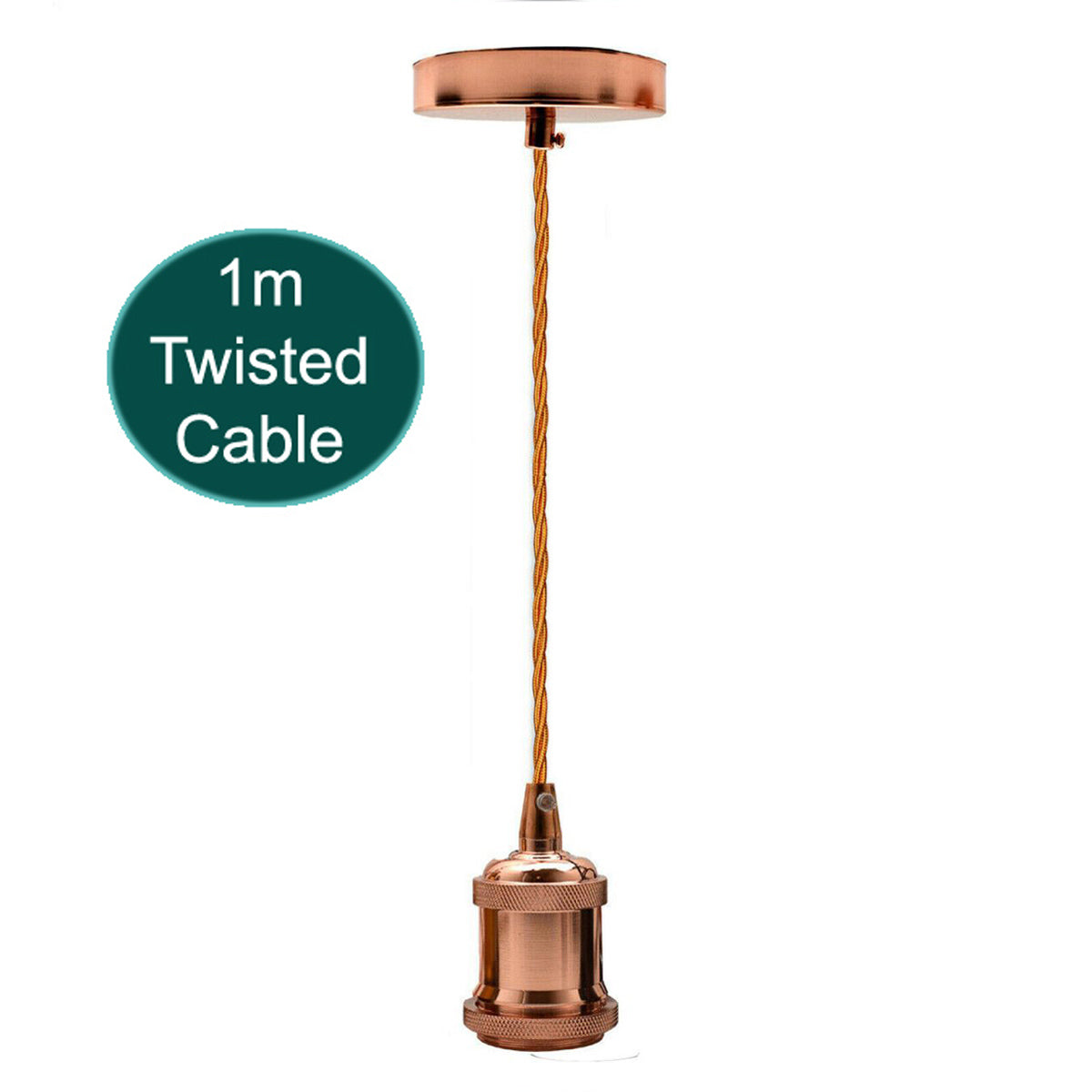 1m Rose Gold Twisted Cable E27 Base Rose Gold Holder~1708-0