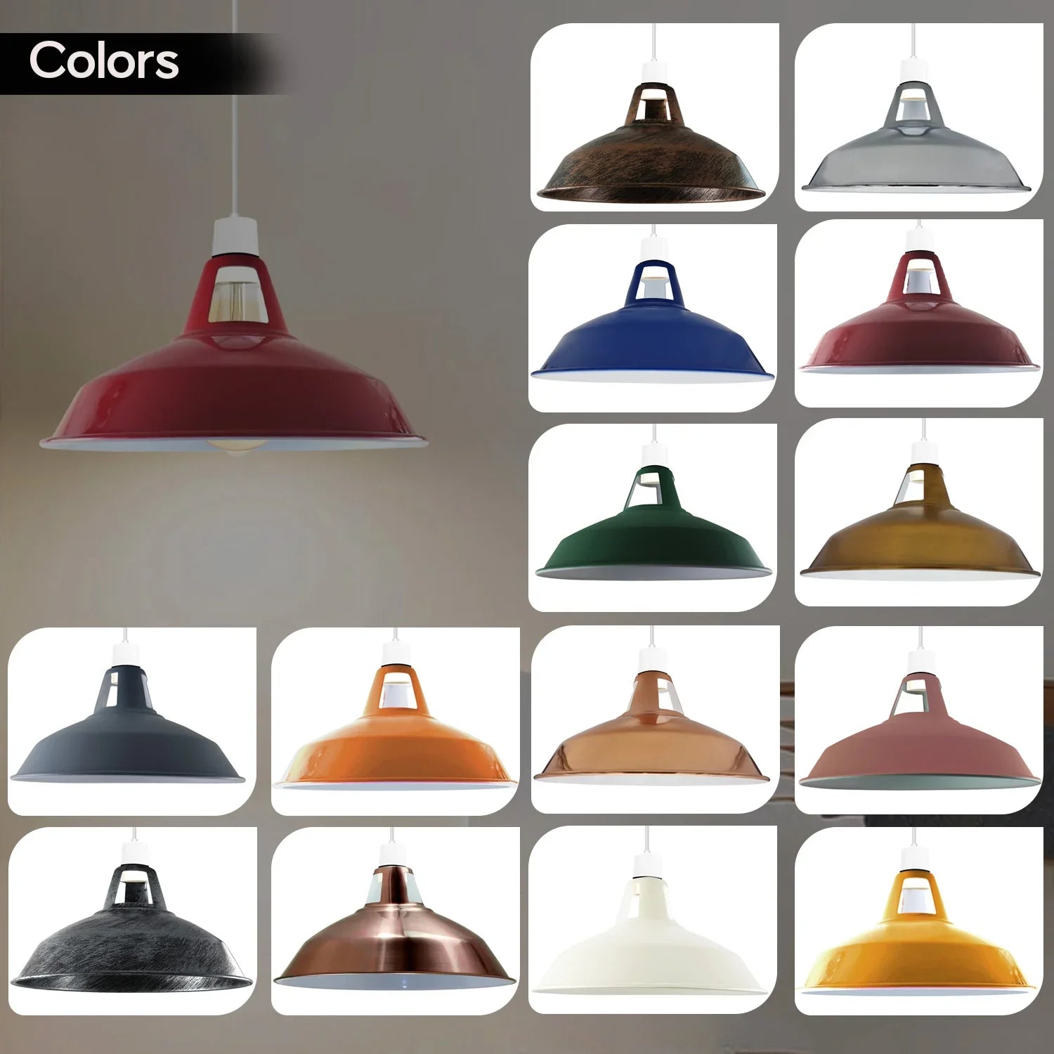 Metal Ceiling Vintage Industrial Loft Style Pendant Lighting Lampshade~1073-4