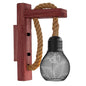 Industrial Rope Wall Lights and Sconces Wood Hemp Cord Accents~4571-5