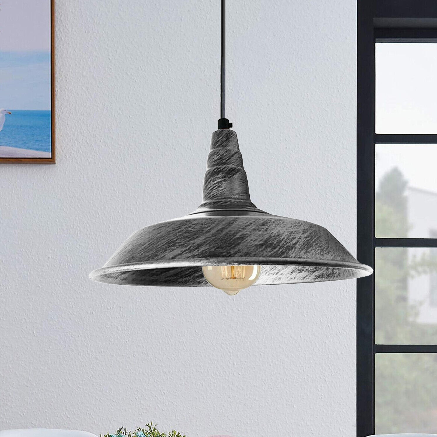 Easy fit Modern Brushed Silver Pendant Shades near UK~3725-0