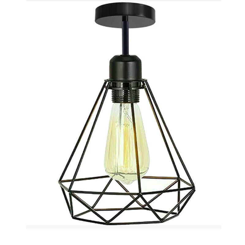 Industrial Vintage Ceiling Light Modern Style Cage Fitting Flush Mount Lights~4068-2