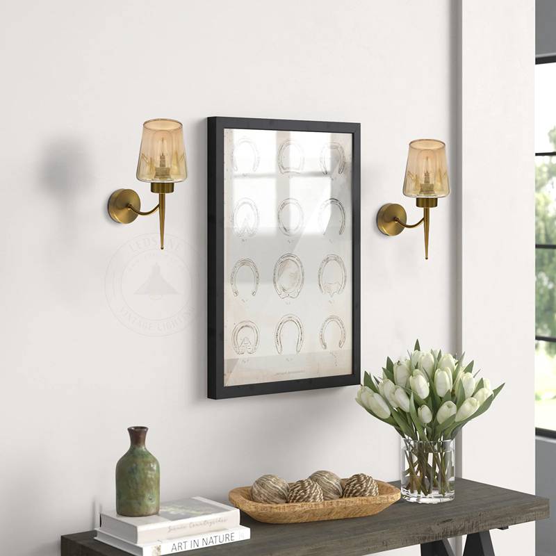 Modern Industrial Polished Amber Glass Wall lights~4905-4