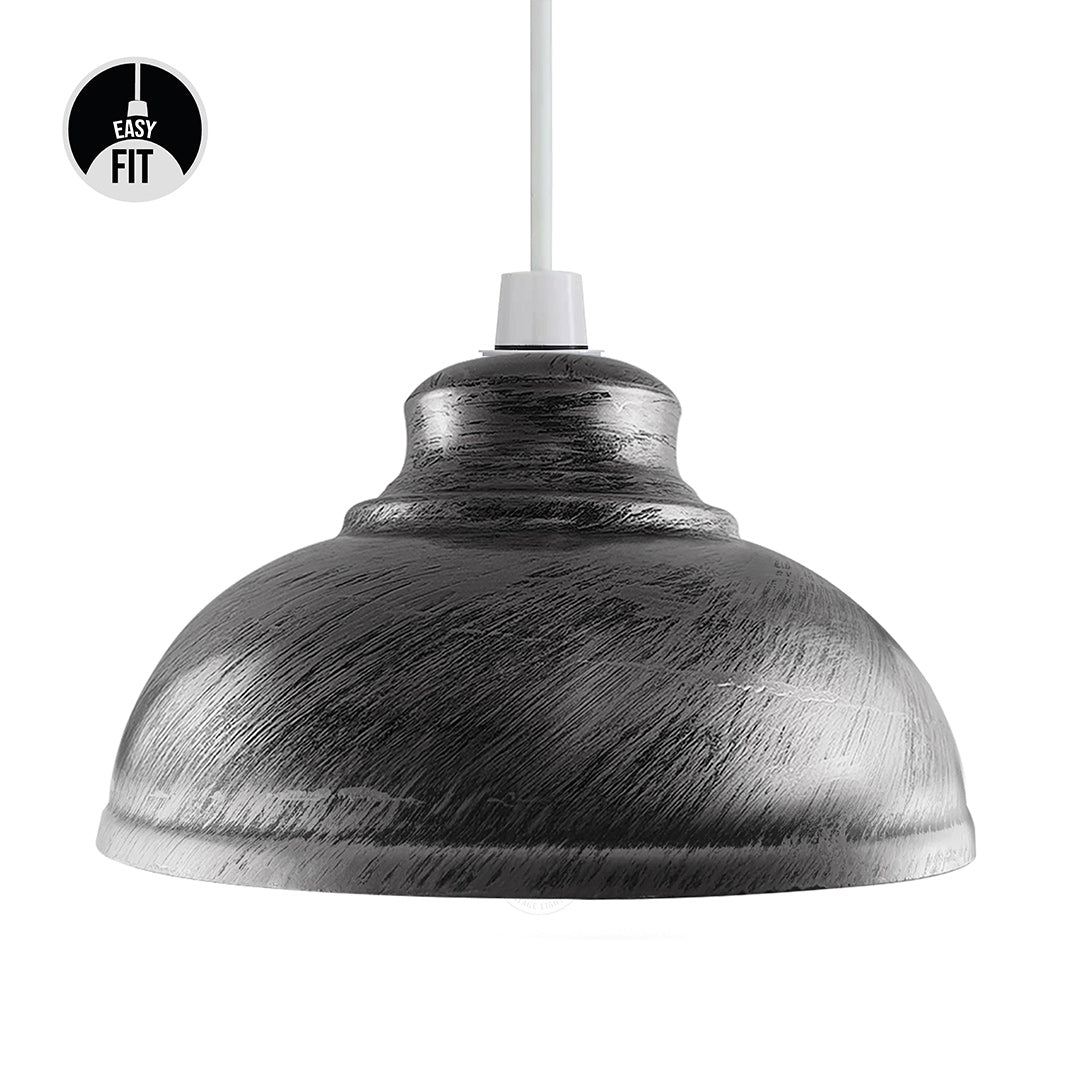 Brushed Silver Retro Ceiling Pendant Light Lamp Shade Easy Fit Cafe Kitchen Dining Lampshade~2087-1