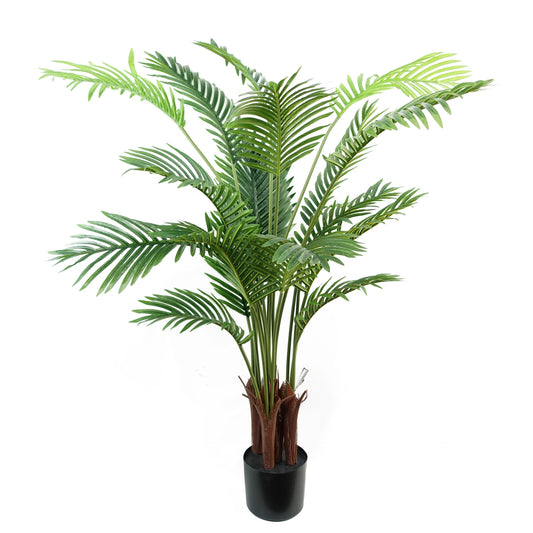 110cm Artificial Areca Palm Tree Potted in Black Pot-0