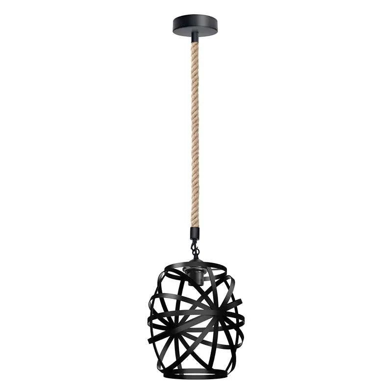 black metal wire cage hemp Rope hanging single head pendant Light~5026-5