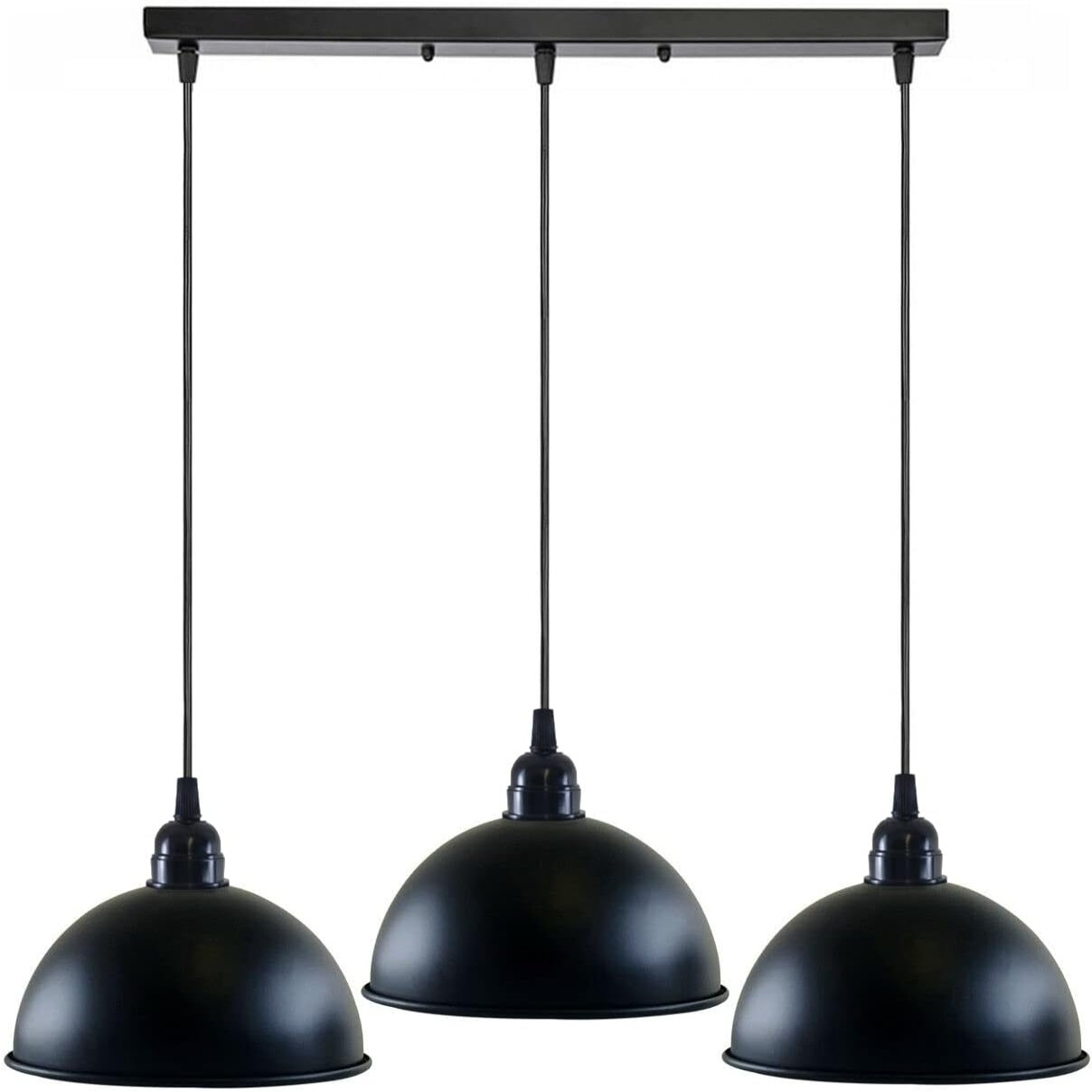 Black 3 light Pendant Light  over a kitchen & bar~5268-3