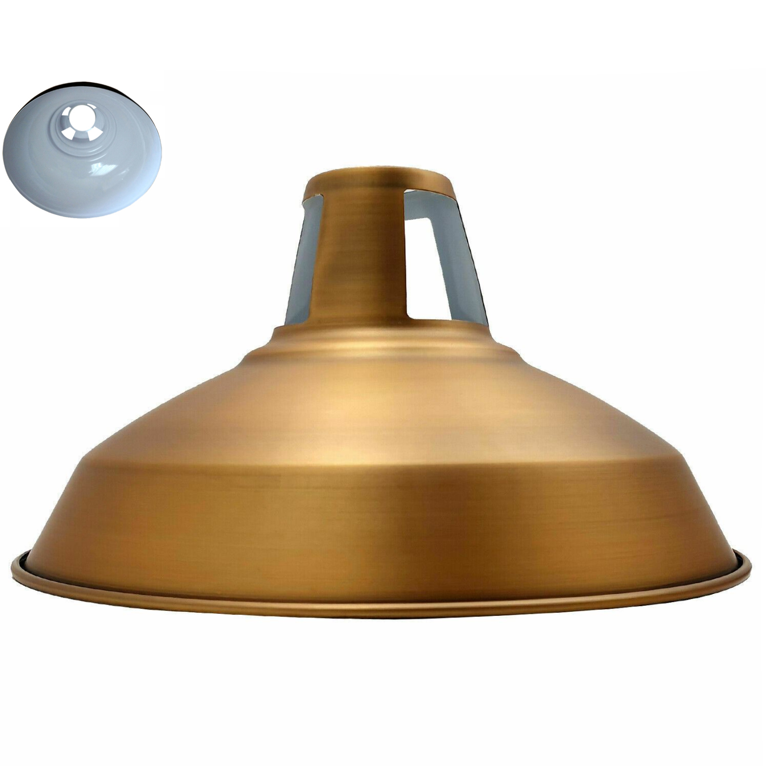 Industrial Style Barn Slotted Lamp Shade Metal Yellow Brass Ceiling Pendant Light Shade~1066-0