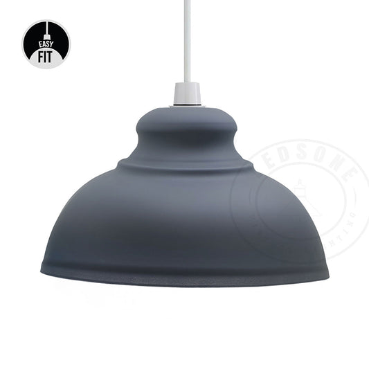 Grey Easy Fit Retro Pendant Light Shade Includes Shade Reducing Ring~2083-0