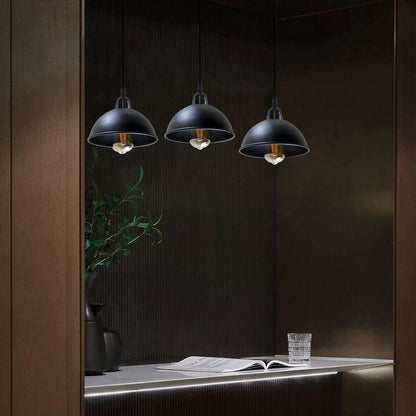 Black 3 light Pendant Light  over a kitchen & bar~5268-4