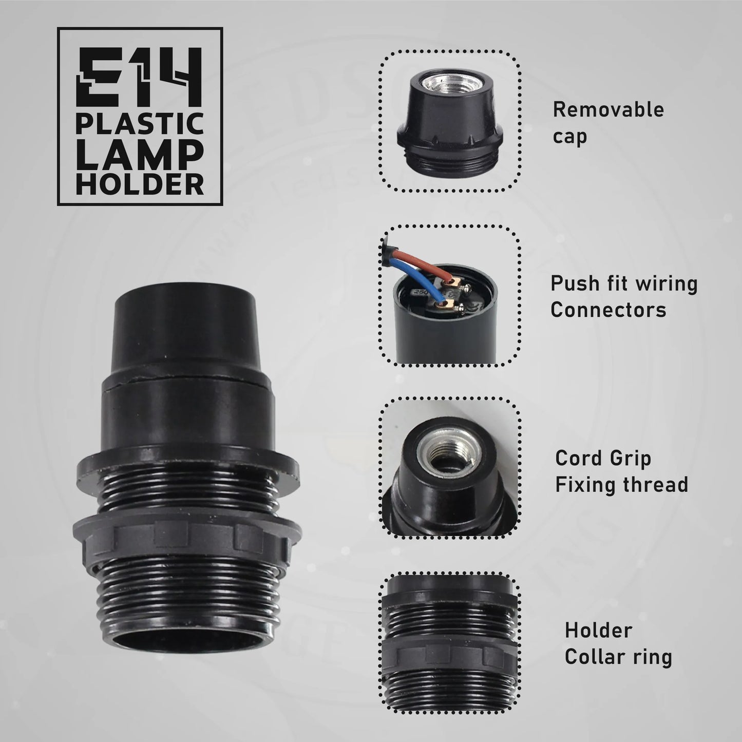 E14 Socket Bulb Holder Edison Small Screw Black Plastic Lamp holder~4357-1