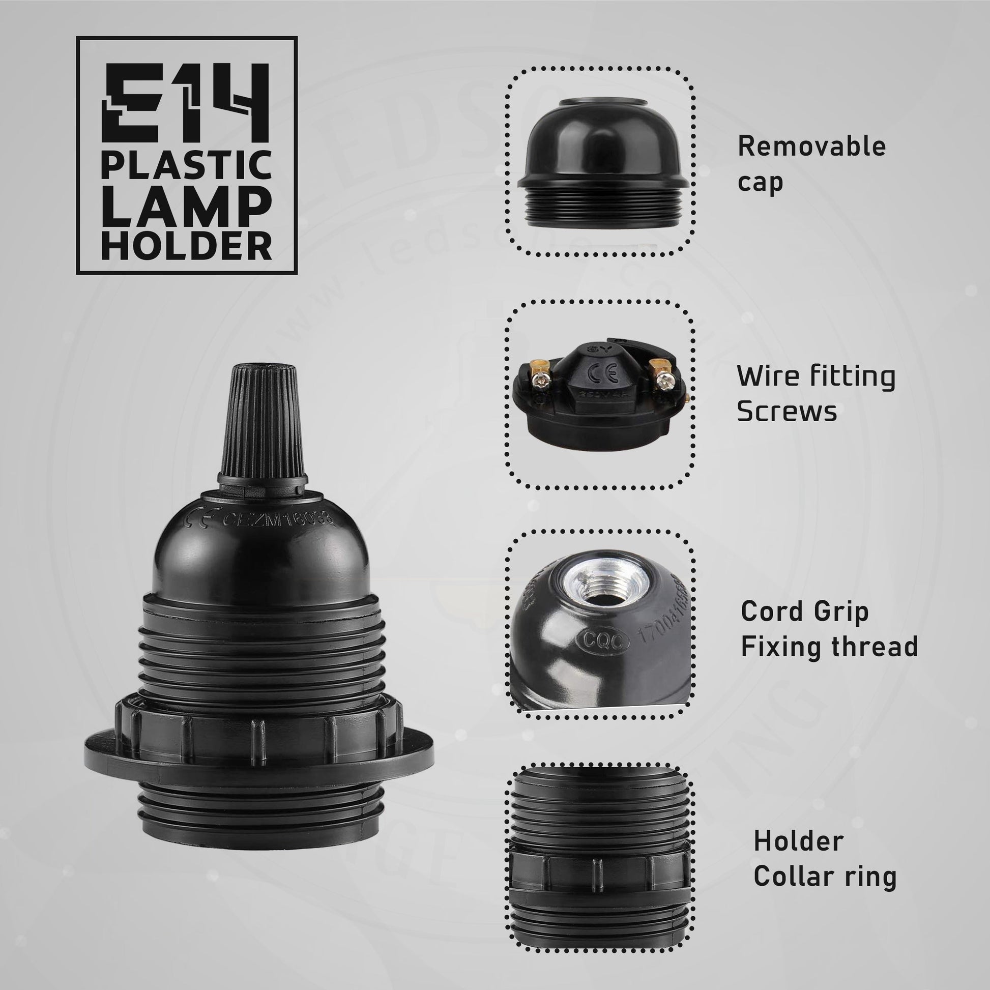 Black Bakelight with thread and without ring Lamp holder~3652-2