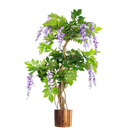 110cm Artificial Purple Wisteria Tree with Copper Metal Planter-0