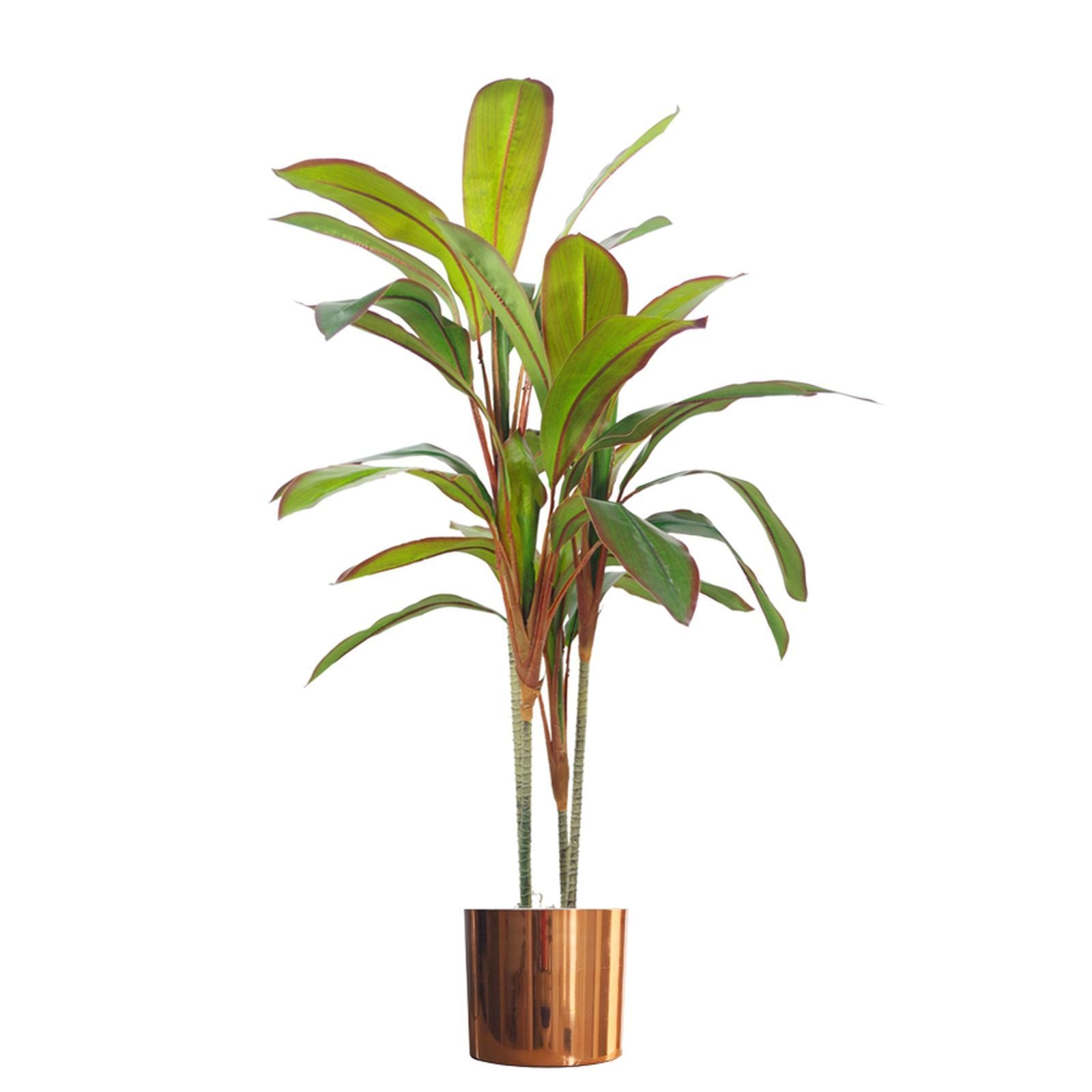 100cm Artificial Potted Dracaena Tropical Plant with Copper Metal Plater-0