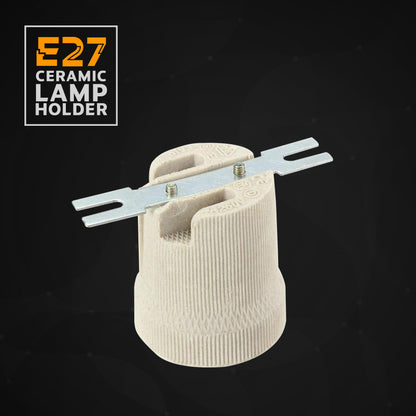 White Ceramic E27 Lamp Holder (High Heat Resistance) ~2966-1